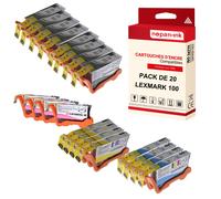 NOPAN-INK - x20 Cartouches compatibles pour BROTHER 100 XL 100XL compatibles LEXMARK Lexmark Impact S301 Impact S305 Interact S605 Interpret S405 Int