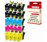 NOPAN-INK - x20 Cartouches compatibles pour BROTHER LC 1100 XL LC1100XL (Saturne) compatibles BROTHER Brother DCP 185 C 385 C 395 CN 585 CW 6690 CW J
