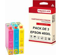 NOPAN-INK - x3 Cartouche compatible pour EPSON 405 CL XL 405CL XL Jaune + Cyan + Magenta Valise