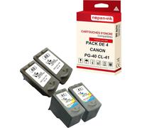 NOPAN-INK - x4 Cartouche compatible pour CANON PG-40 XL (x2) + CL-41 XL (x2) PG-40XL (x2) + CL-41XL (x2) Noir + Cyan + Magenta + Jaune 0615B001 / 0617B001