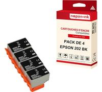 NOPAN-INK - x4 Cartouche compatible pour EPSON 202 XL 202XL Noir Kiwi