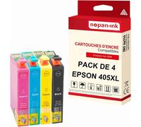 NOPAN-INK - x4 Cartouche compatible pour EPSON 405 XL 405XL Noir + Cyan + Magenta + Jaune Valise
