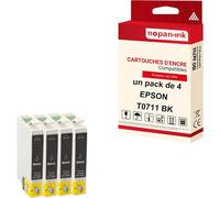 NOPAN-INK - x4 Cartouche compatible pour EPSON T0711 XL T0711XL Noir Guépard