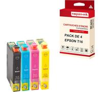 NOPAN-INK - x4 Cartouche compatible pour EPSON T16 XL T16XL Noir + Cyan + Magenta + Jaune Stylo plume