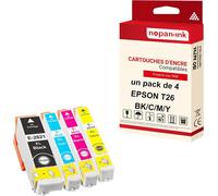 NOPAN-INK - x4 Cartouche compatible pour EPSON T2621 XL + T2632 XL + T2633 XL + T2634 XL T2621 XL + T2632 XL + T2633 XL + T2634 XL Noir + Cyan + Magenta + Jaune Ours