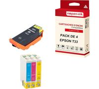 NOPAN-INK - x4 Cartouche compatible pour EPSON T33 XL T33XL Noir + Cyan + Magenta + Jaune Orange