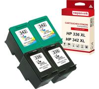 NOPAN-INK - x4 Cartouche compatible pour HP 336 XL + 342 XL 336XL + 342XL Noir + Couleur C9362EE + C9361EE