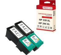 NOPAN-INK - x4 Cartouche compatible pour HP 339 XL + 344 XL 339XL + 344XL Noir + Couleur C8767EE + C9363EE