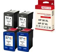 NOPAN-INK - x4 Cartouche compatible pour HP 56 XL + 57 XL 56XL + 57XL Noir + Couleur C6656AE + C6657AE