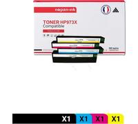 NOPAN-INK - x4 Cartouche compatible pour HP 973X (L0S07AE) + 973X (F6T81AE) + 9 973X (L0S07AE) + 973X (F6T81AE) + 973X (F6T82AE) + 973X (F6T83AE) Noir + Cyan + Magenta + Jaune 973X (L0S07AE) + 973X (