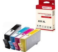 NOPAN-INK - x4 Cartouche compatible pour HP CZ109AE CZ110AE CZ111AE CZ112AE 655 Noir + Cyan + Magenta + Yellow HP655PK4