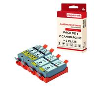 NOPAN-INK - x4 Cartouches compatibles pour CANON PGI 35 XL (x2) + CLI 36 XL (x2) PGI 35XL (x2) + CLI 36XL (x2) Noir + Cyan + Magenta + Jaune pour Cano
