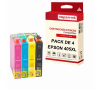 NOPAN-INK - x4 Cartouches compatibles pour EPSON 405 XL 405XL Noir + Cyan + Magenta + Jaune (Valise) pour Epson Workforce Pro WorkForce Pro WF-3800 Se
