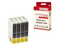 NOPAN-INK - x4 Cartouches compatibles pour EPSON T1281 XL T1281XL Noir (Renard) pour Epson Stylus Office BX 305 F BX 305 FW Stylus SX 125 130 230 235