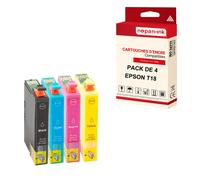 NOPAN-INK - x4 Cartouches compatibles pour EPSON T18 XL T18XL Noir + Cyan + Magenta + Jaune (Glace) pour Epson Expression Home XP-215 XP-215 XP-215 XP