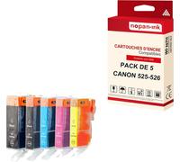 NOPAN-INK - x5 Cartouche compatible pour CANON 525 XL - 526 XL 525XL - 526XL Noir + Photo Noir + Cyan + Magenta + Jaune 454BKPK5