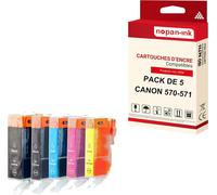 NOPAN-INK - x5 Cartouche compatible pour CANON 570 XL - 571 XL 570XL - 571XL Noir + Cyan + Magenta + Jaune + Photo Noir 0318C001