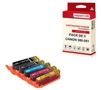 - x5 Cartouche compatible pour CANON 580 XL - 581 XL 580XL - 581XL Noir XXL + Cyan + Magenta + Jaune + Noir ()