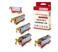 NOPAN-INK - x5 Cartouche compatible pour LEXMARK 100 XL 100XL Noir (x2) + Cyan + Magenta + Jaune 0014N1068, 69, 70, 71