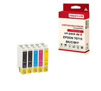 NOPAN-INK - x5 Cartouches T0715 XL T0715XL (Guépard) Multicolore Résistant à la tache Compatible pour Epson Stylus D120, DX 4000, 4050, 4400, 4450, 5050, 7400, 7450, 8450, Stylus Off