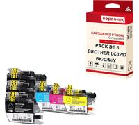 NOPAN-INK - x6 Cartouche compatible pour BROTHER LC 3217 XL LC3217XL Noir (x3) + Cyan + Magenta + Jaune Pot à crayon