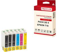 NOPAN-INK - x6 Cartouche compatible pour EPSON T16 XL T16XL Noir (x3) + Cyan + Magenta + Jaune Stylo plume