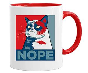 Nope Grumpy Cat | Tasse de fête des pères et coffret cadeau pour la fête des pères ou le fils | Cadeaux d'anniversaire pour papas | Mugs de Noël pour papa ou mon père sœur | Tasse de travail