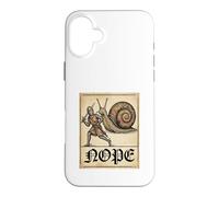 Nope Knight Fighting Giant Snail Funny Medieval History Meme Coque pour iPhone 16 Plus