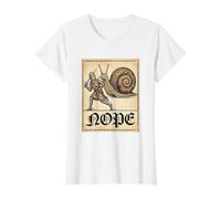 Nope Knight Fighting Giant Snail Funny Medieval History Meme T-Shirt Graphique avec Valeur, Femme, Blanc, L