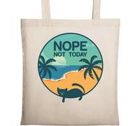 Nope Not Today Lazy Cat Beach Sac fourre-tout en coton naturel écologique Beige