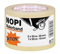 NOPI® ruban adhésif / crêpe de peintre 19mm/30mmx50m set 3 rouleaux