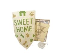 Nopikku Sweet Home Coffret cadeau de bienvenue pour les nouveaux propriétaires de chiens, ensemble souvenir avec bandana, étiquette de nom empreintes de pattes, carte de promesse et cadre photo