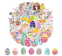 NOPKESV 1 ensemble 50 pièces Stickers Paques Enfant Gommettes Décorations de Pâques Deco pour Enfants DIY Craft Art décoration Deco Oeuf Poule Lapin Fleur