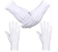 NOPKESV 2 Paires de Gants Blancs de Smoking,en Coton Oekotex pour Homme et Femme,de Marque Blanche pour Accessoires de Vêtements de Cérémonie,Cosplay,Examen de Bijoux,Serveurs,Coton (Blanc)