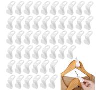 NOPKESV 50 pièces Cintres Gain de Place avec Crochets de Connexion, Connecteurs de Cintre, Porte-Cravates, Organisateur de Garde-Robe, Rangement pour penderies, Crochet Multiple (5,5 x 2 cm) (Blanc)