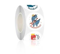 NOPKESV 500 pièces Autocollants de motivation, Récompense autocollants, Autocollants bonus, Pour enseignant, 8 motifs de dinosaures, Utilisation en classe, Chacun mesure 2,5cm de diamètre
