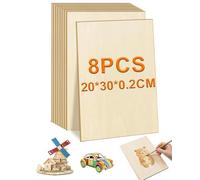 NOPKESV 8 Feuilles Plaques de Contreplaqué Tilleul 3mm - vierges 30x20cm pour Bricolage, Découpe Laser, Pyrogravure & Modélisme