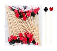 NOPKESV 80 pièces pic en bois poker-style pour fingerfood, brochettes de cocktail, décoration pour cocktail, brochettes de fête, brochettes de burger (13 cm) (4 couleurs aléatoires)