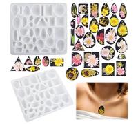 NOPKESV Moules en Silicone pour Bijoux - 1 pièce - Moule Résine Epoxy, Moule Silicone Résine Epoxy - 48 cavités - Pendentif Lanière et Clip - pour Pendentifs, Colliers, Bijoux, Bricolage, Décoration