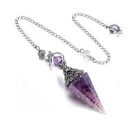 NOPKESV Pierre de Guérison, Améthyste en Résine, Cristal, Naturel, Ornement, Pendule Chakra Divinatoire, de Thot, pour Reiki Healing Dowsing Scrying Balance Bracelet, Chakras (Hexagonal)