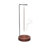 NOPKESV Porte Encens 2 en 1, 1 avec base en bois fait main, Brûleur Inversé, Bobine à cône, 9 Trous, Support et encensoir, Yoga, méditation, compatible avec baton et brule cone (Brun Rouge)