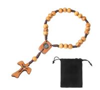NOPKESV Rosaire en Bois d'olivier croix en coton avec Pochette Rosaire