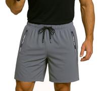 Nopuper Short décontracté léger et respirant pour homme avec poches pour la course, la gym, le basket-ball, les voyages, gris, Taille M