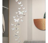 NOPVUFA 36 Pièces Stickers Muraux Papillons Petit Miroir Mural, Stickers Miroir Papillon Acrylique Argent 3D Stikers Murals Papillon Decoration pour Salon Chambre Bureau, Couloir, Chambre d'enfant