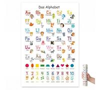 NOPVUFA Poster Alphabet Allemand et Chiffres pour Enfant - Affiche Éducative Animaux et Géométrie 40x60cm - Décoration Murale en Toile pour Chambre, Maternelle et École Primaire - sans Cadre