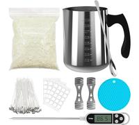 NOPWOK Kit de fabrication de bougies - Soy Wax DIY - Adulte - Pot de 900 ml - Bougies autocollantes - Support de mèche - Thermomètre