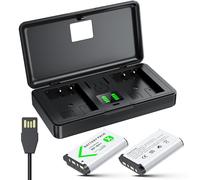NOPWOK Lot de 2 accessoires d'appareil photo Sony Lithium Ion NP-BX1 et chargeur (2 canaux), ZV1, ZV1F, ZV-1F, RX100 Vii(II/III/IV/VA), DSC-HX50V/300/400/RX1R, HDR-AS10/30V/50R/100VR, compartiment à