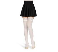 NOQ Bas autoportants en microfibre opaque pour femme avec dentelle sensuelle et féminine sur silicone, mats, sensation seconde peau et jambes optiquement amincissantes Ester, Bianco M