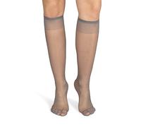 NOQ Bas mi-mollet pour femme, unicolore, 15 DEN, style décontracté, sans pression, semi-mat transparent, avec partie supérieure confortable, lot de deux paires, taille unique, gris, Taille Unique