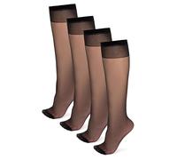 NOQ Box4 Chaussettes fines transparentes mates pour femmes et filles Longueur genou Chaussettes élégantes pour femme Confortables Épaisseur 15 deniers Idéal pour talons hauts BOX4, noir, Taille unique